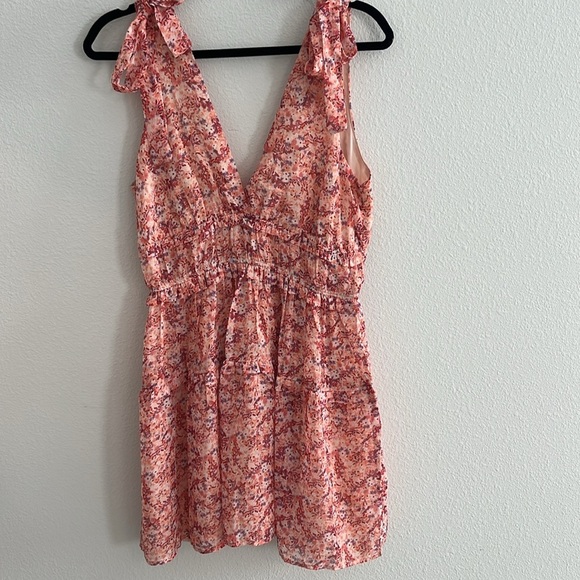 Lulu’s Afternoon Angel Orange Multi Floral Print Ruffled Mini Dress Size Large - Picture 6 of 10